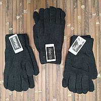 Вовняні рукавички чоловічі подвійні з начосом Корона 8184 (25см) чорні ПМЗ-160030