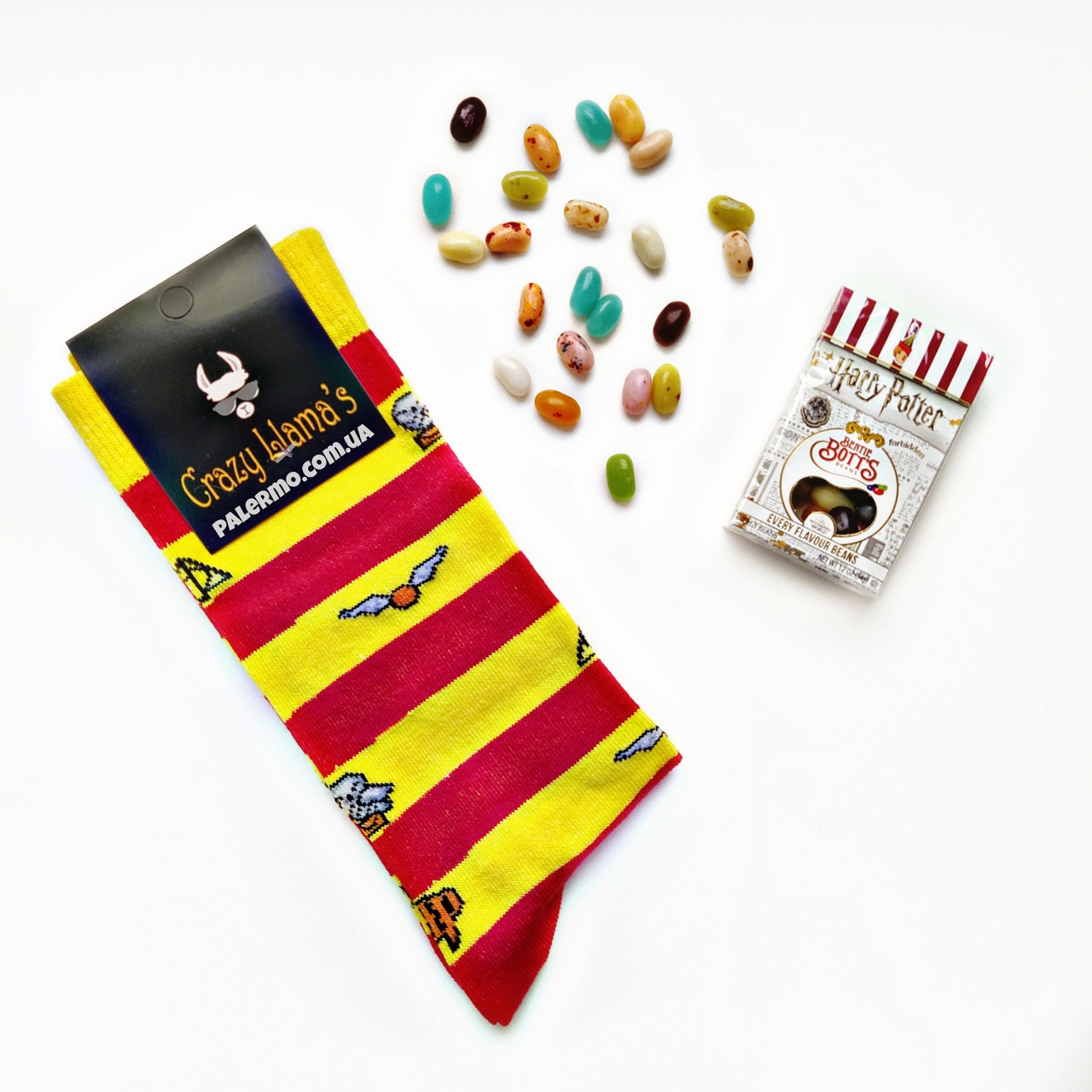 Набір Цукерки Гаррі Поттер 34г + Шкарпетки Harry Potter смугасті Снітч