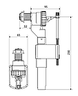 Наповнюючий клапан-поплавок бічне підведення пластик 1/2 K. K.-POL Польща ZN2/105, фото 2