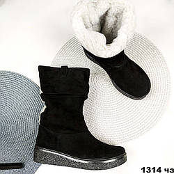 Жіночі напівчобітки на товстій підошві зимові замшеві Розмір тільки 36 р-р