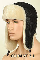 Мужская шапка ушанка из натуральной кожи и меха овчины DAVANI 00194 56