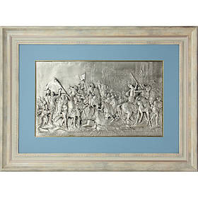 Картина гальванопластика подарункова "Войовниці", сріблення, багет дерево