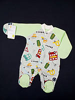 Человечек для новорождённого из футера HappyTot Дорога 56см салатовый с серым 9-014Ф