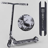 Самокат трюковий Best Scooter 93215 Білий Принт з пегами