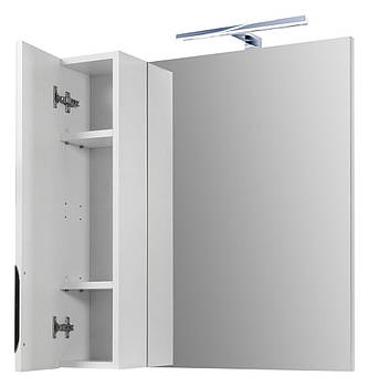 Дзеркало ЮВВИС у ванну кімнату 60 см біле ОСКАР з шафкою зліва і світильником