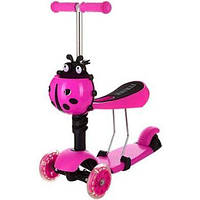 Самокат iTrike Maxi 2 в 1 JR 3-016 Рожевий з підсвічуванням коліс