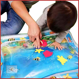 Дитячий килимок розвивальний ігровий аквакилимок надувний водний підводний світ із водою й рибками для дітей BF