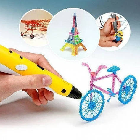 3D-ручка з LCD-дисплеєм і набором екопластику для 3Д-малювання в повітрі Pen 2 для дітей Жовтий BF, фото 2