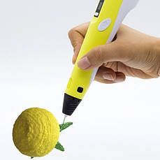 3D-ручка з LCD-дисплеєм і набором екопластику для 3Д-малювання в повітрі Pen 2 для дітей Жовтий BF, фото 2