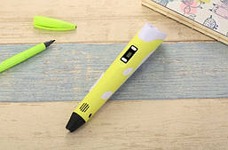 3D-ручка з LCD-дисплеєм і набором екопластику для 3Д-малювання в повітрі Pen 2 для дітей Жовтий BF, фото 3