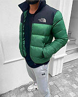 Куртка пуховик чоловіча The North Face зелена тепла рефлективн