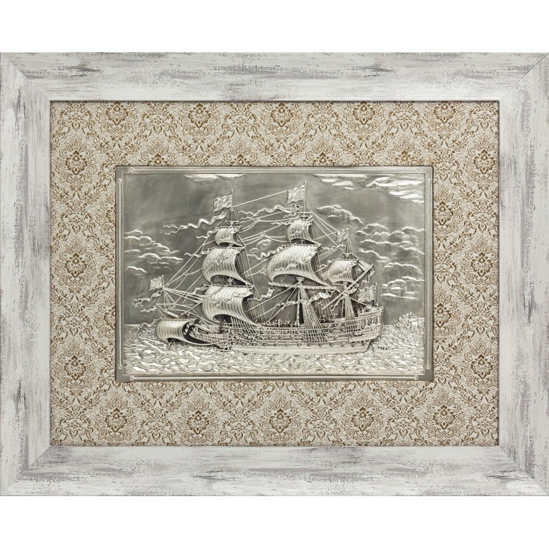 Картина гальванопластика подарочная "Корабль", медь, серебро - фото 1 - id-p1321789760