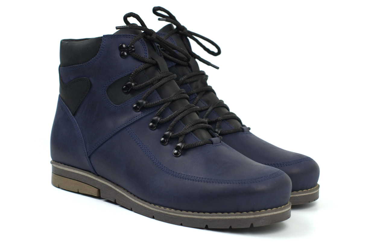 Сині зимові чоловічі черевики взуття великих розмірів шкіряна Rosso Avangard Major Payne Street Blu BS, фото 1