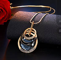 Шикарное ожерелье- цепочка с круглым трехслойным кулоном