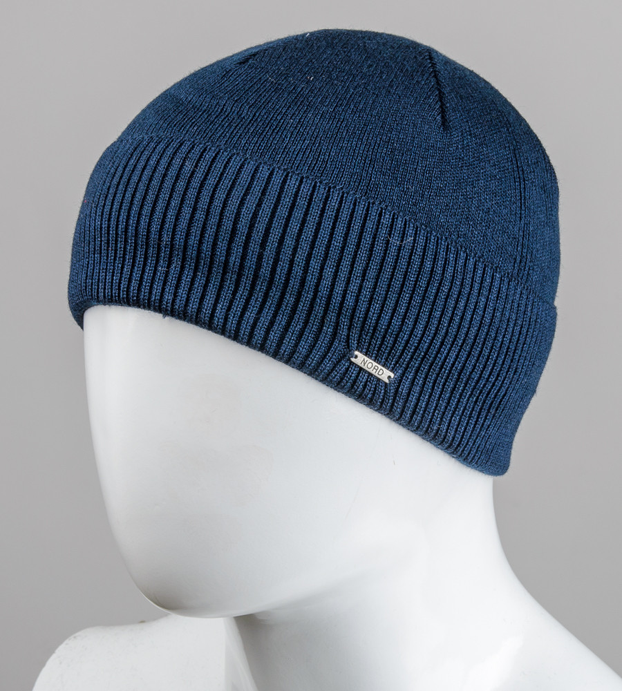 В'язана вовняна шапка з відворотом на флісі Nord (171812), Темно-синій, фото 1