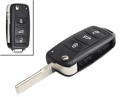 Викидний ключ запалювання, заготівля корпус під чіп, 3 кнопки, VW, HU66, фото 1