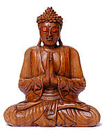 Статуэтка Будда деревянная объемная высота 20см ширина 18см