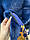 Норкова шуба синього кольору 110 см об'єм грудей XL розмір фінська нотка суцільні пластини, фото 9