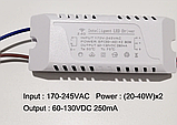 №76 Драйвер + пульт + APP Driver 20-40Wx2 DC60-130V 280mA (2x2pin), фото 3