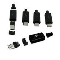 Штекер micro USB 5pin, під шнур, розбірний, чорний