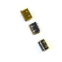 Гніздо USB тип А монтажне, під паяння, коротке