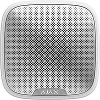 Ajax StreetSiren Вулична сирена сповіщає про небезпеку за допомогою звуку і світлової індикації, біла