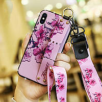 Чехол Lanyard для Iphone XS Max бампер с ремешком Rose