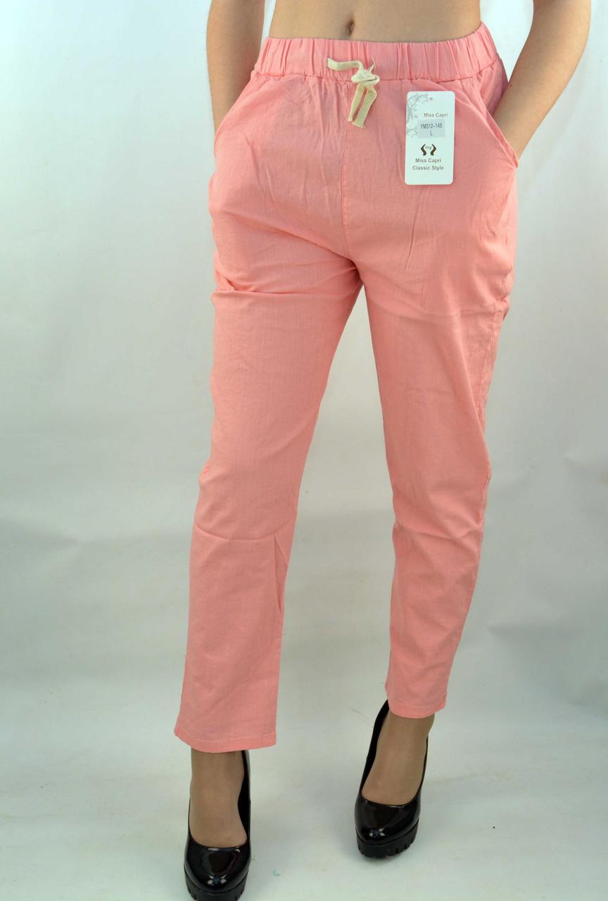 Штани жіночі літні лляні в яскравих літніх кольорах Miss Capri ( Польща ) Штани літні жіночі L, Рожевий