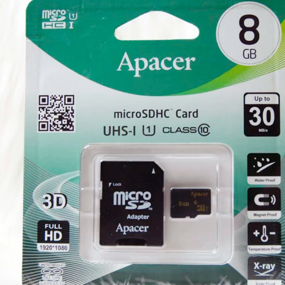 Флешка Apacer 8GB Micro SD + adapter, фото 1