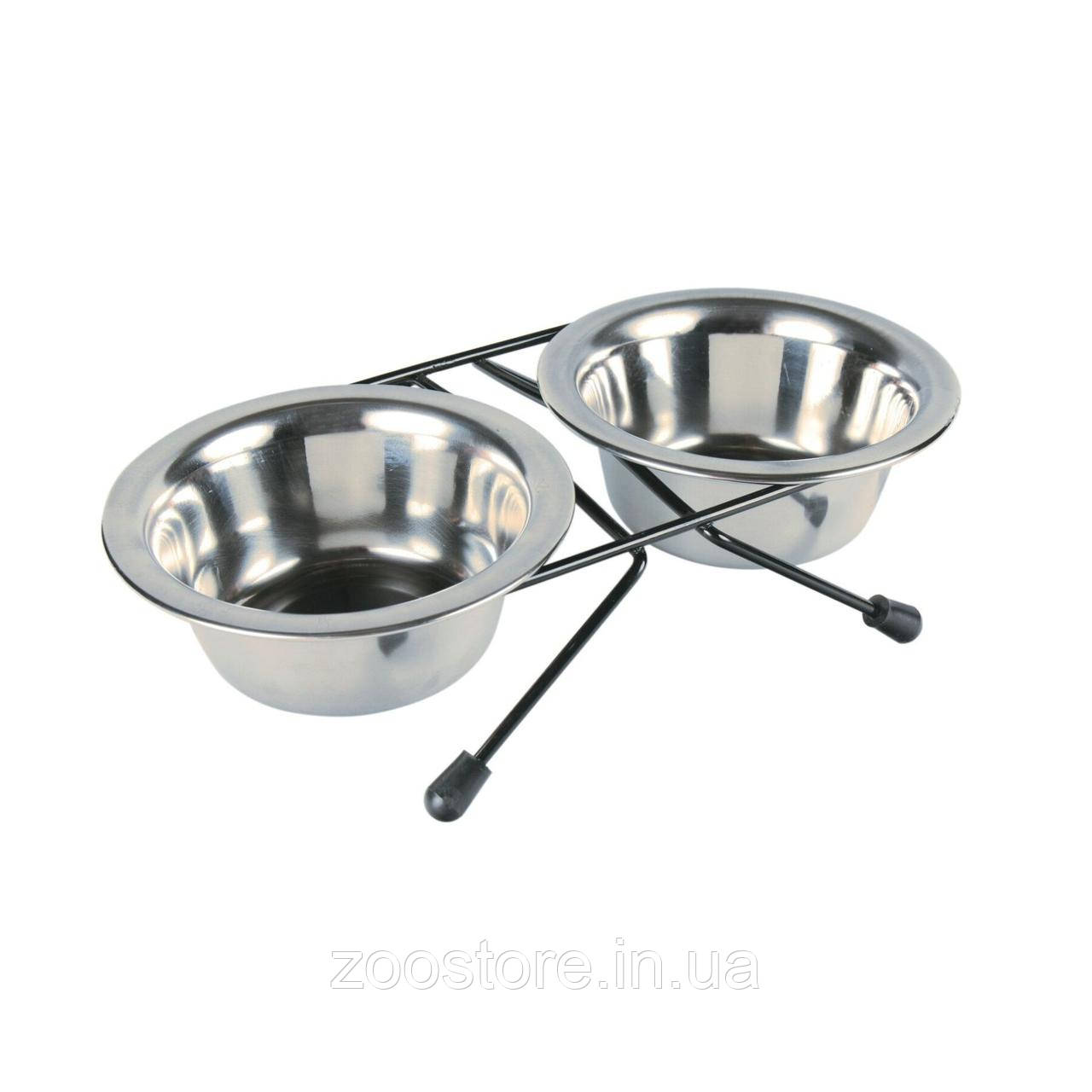 Миски металеві для собак та котів на підставці «Eat on Feet» 2 x 200 мл / 10 см Trixie