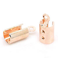 Зажим для шнура 11х5 мм розовое золото в форме цилиндра для рукоделия
