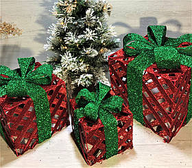 Набір декоративних подарунків (3шт) з підсвічуванням (2 режиму - з функцією миготіння і без)