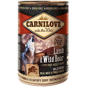 Консерви для собак Carnilove Lamb & Wild Boar for adult dogs (з ягнятком і кабаном) 400 г, фото 1