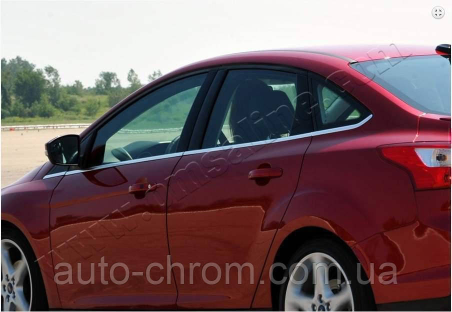 Хром молдинг скла Ford Focus 3 седан, фото 1