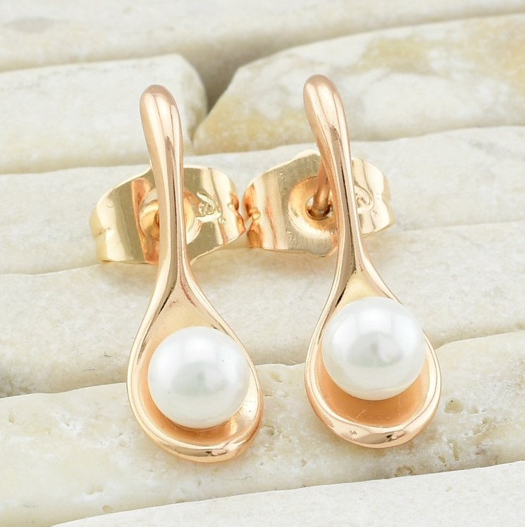 Сережки 28107 розмір 20х6 мм штучні перли вага 2 г позолота 18К, фото 1
