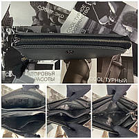 Мужская кожаная сумка клатч через плечо на три отделения H.T. Leather чёрная, фото 8