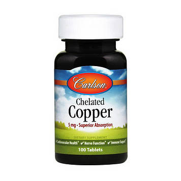 Хелат меди Carlson Labs Chelated Copper 5 mg (100 tab)