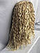 Перука жіноча довга кучерява штучна на пов'язці колір вибілювання золото з блондом, фото 2
