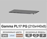 Стеклянная полочка настенная навесная прямоугольная Commus PL17 PG (210х440х8мм)