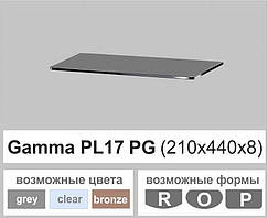 Скляна поличка настінна навісна прямокутна Commus PL17 PG (210х440х8мм)