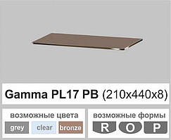 Скляні полиці настінні навісні прямокутні Commus PL17 PB (210х440х8мм)