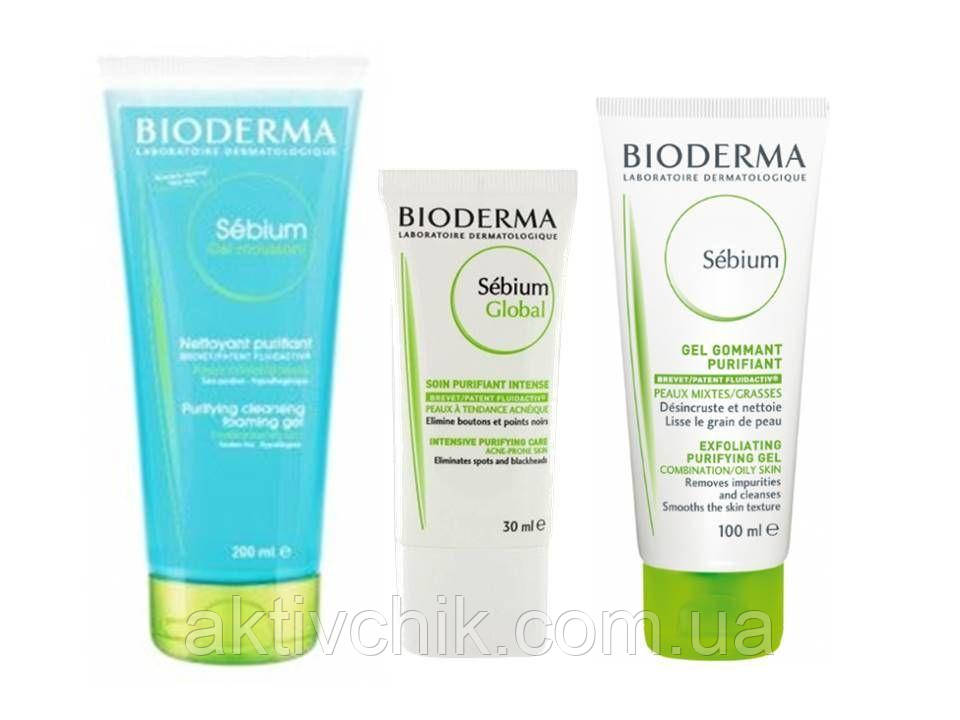 Набір Bioderma для жирної та комбінованої шкіри від прищів і вугрів
