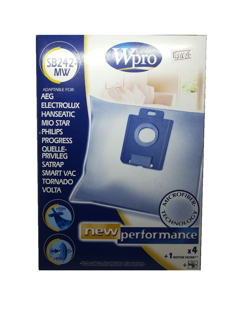 КОМПЛЕКТ МІШКІВ WPRO SB242-MW (4ШТ) + ФІЛЬТР