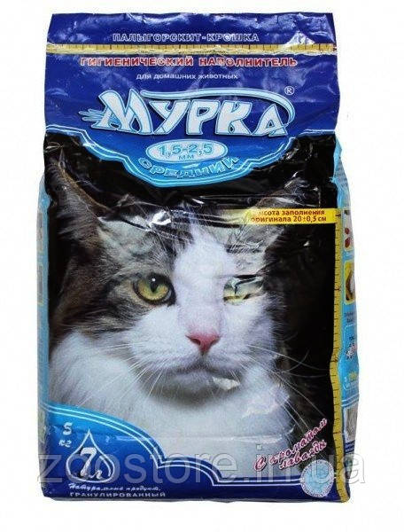 Мінеральний Наповнювач для котячого туалету МУРКА середня 1,5-2,5 мм (синя) 5кг