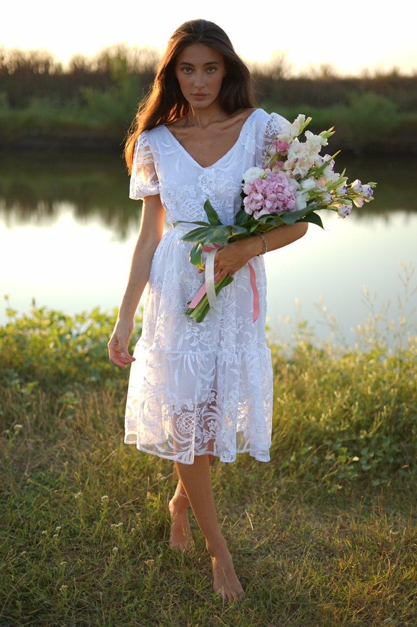 Белое Платье С Вышивкой