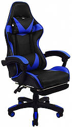 Ігрове геймерське крісло Bonro B-810 синє з підставкою для ніг