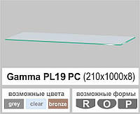 Стеклянные полки настенные навесные универсальные прямоугольная Commus PL19 PC (210х1000х8мм)