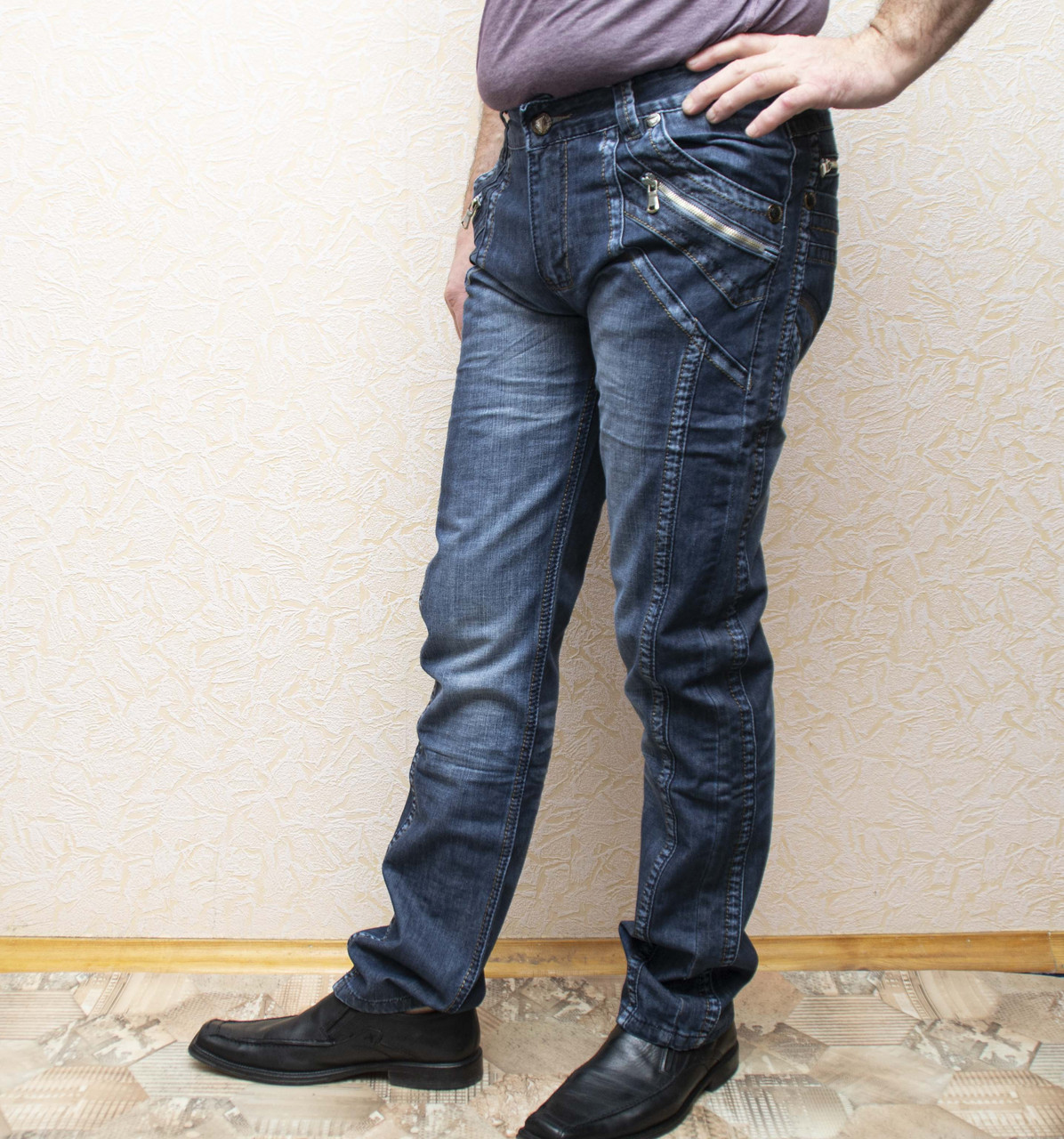 Мужские джинсы 29 розмер синего цвета в стиле Denim. Молодежные джинсы карго (cargo) с карманами - фото 2 - id-p1322375075
