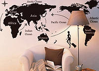 Интерьерная виниловая наклейка на стену Карта Мира (ay9134)