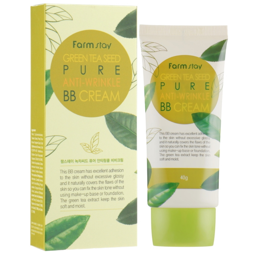 Матуючий ВВ крем для обличчя омолоджуючий Farmstay Green Tea Seed Pure Anti-Wrinkle BB Cream 40 г, фото 1